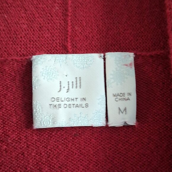 J.Jill Dark Red Floral Cashmere Blend Cardigan Women's Size M - Picture 5 of 15